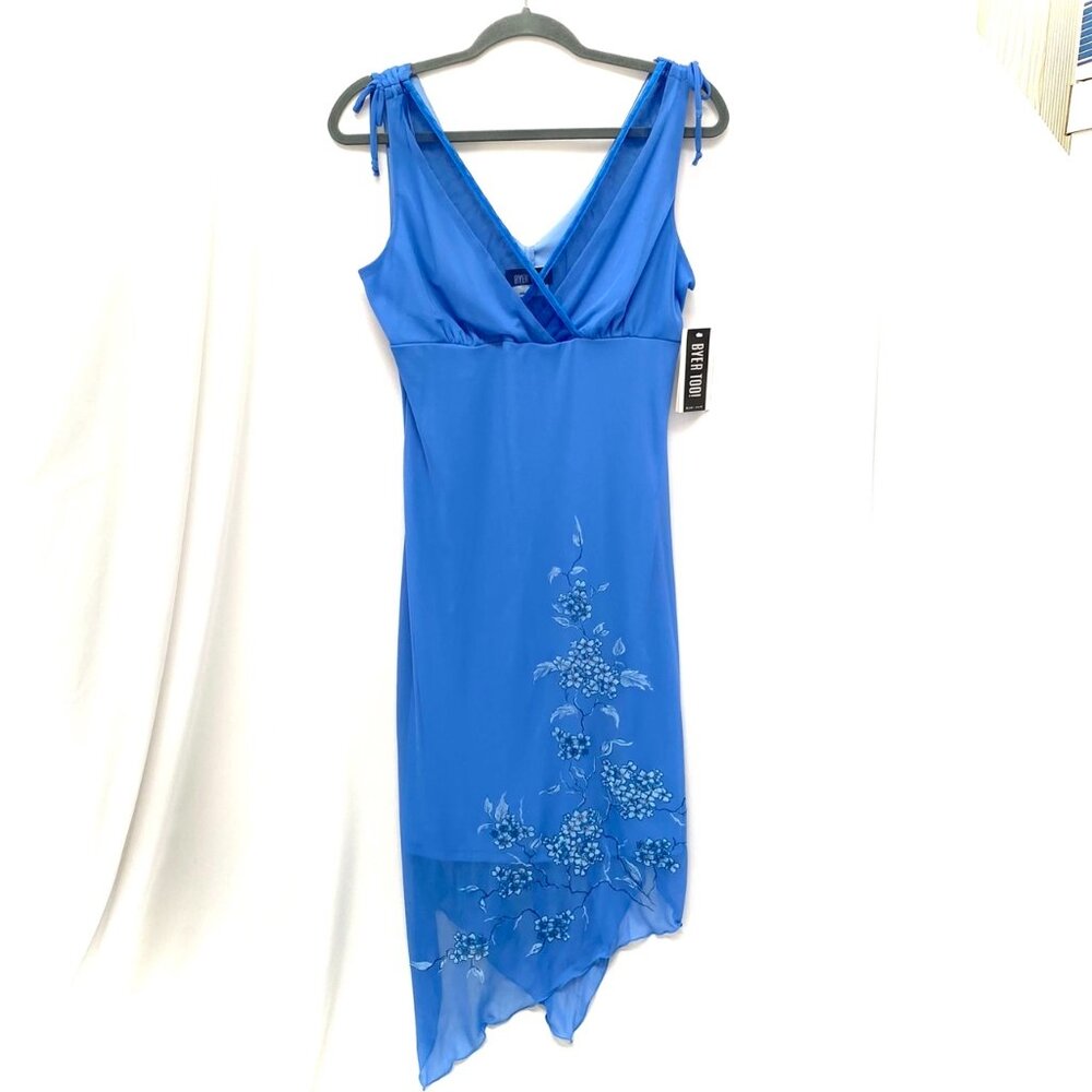 Vtg NWT Byer Too Womens Y2K Sheer Midi Slip Dress Size L Fairycore Floral 90s